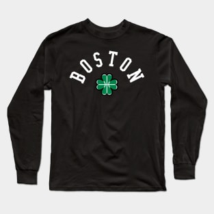 Boston Beantown Clover Basketball Fan T-Shirt: Show Your Pride for Boston & Hoops Long Sleeve T-Shirt